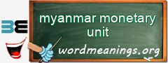 WordMeaning blackboard for myanmar monetary unit